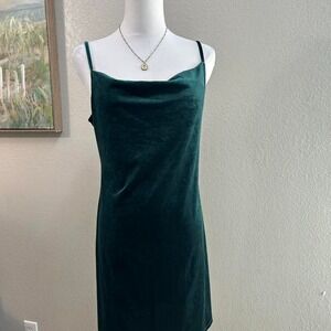 Hippie Rose Emerald Green Velvet Slip Dress • Holiday Party Dress - Size M